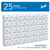 Scott Pro Scottfold Multifold Paper Towels 01960 -  175 Sheets per Pack, 25 Packs per Case